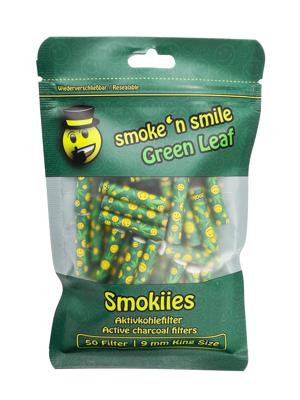 Smokiies Aktivkohlefilter 50 - Green Leaf 9mm