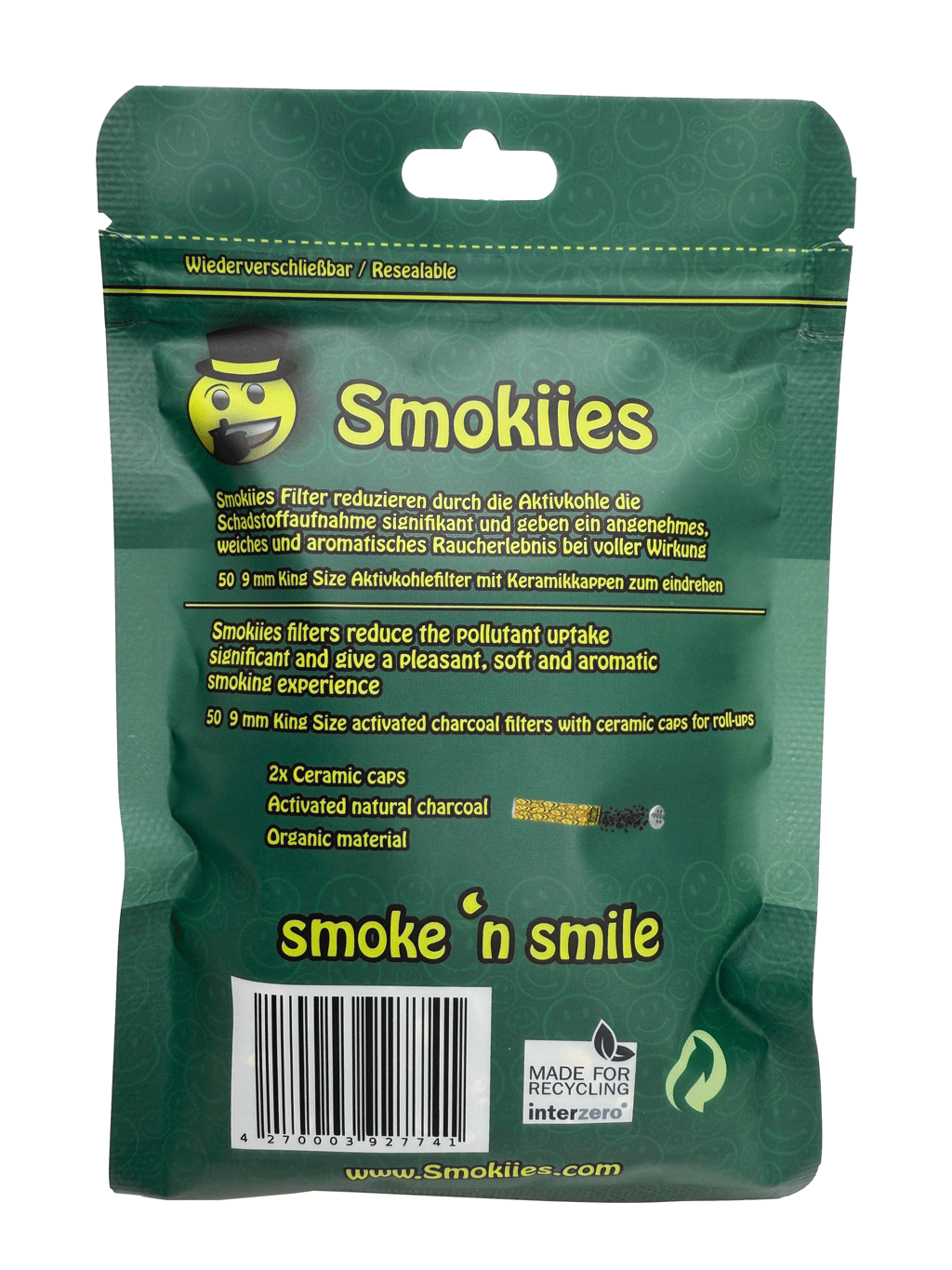 Smokiies Aktivkohlefilter 50 - Green Leaf 9mm